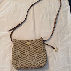 Michael Kors Beige and Brown Logo Crossbody Bag